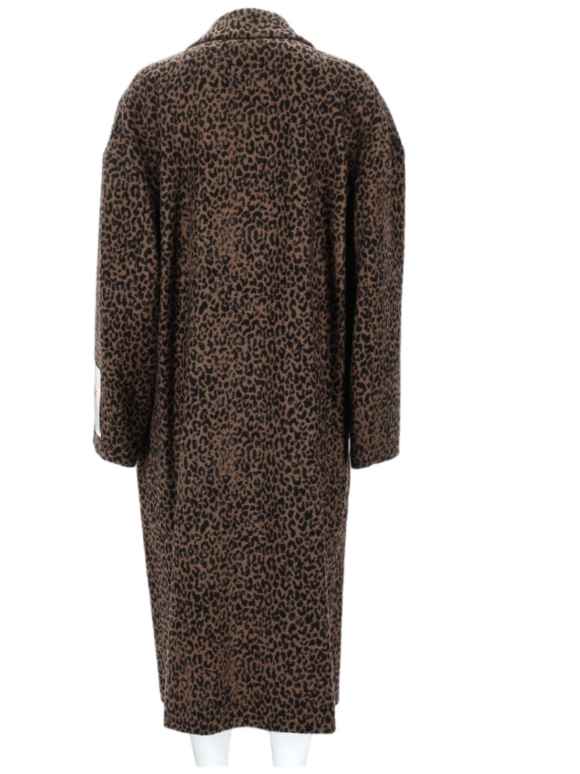 Golden Goose Single-Breasted Cocoon Leopard Wool-Blend Coat