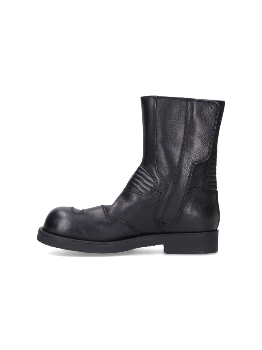 Mm6 By Maison Margiela Mid-Calf Black Leather Boots