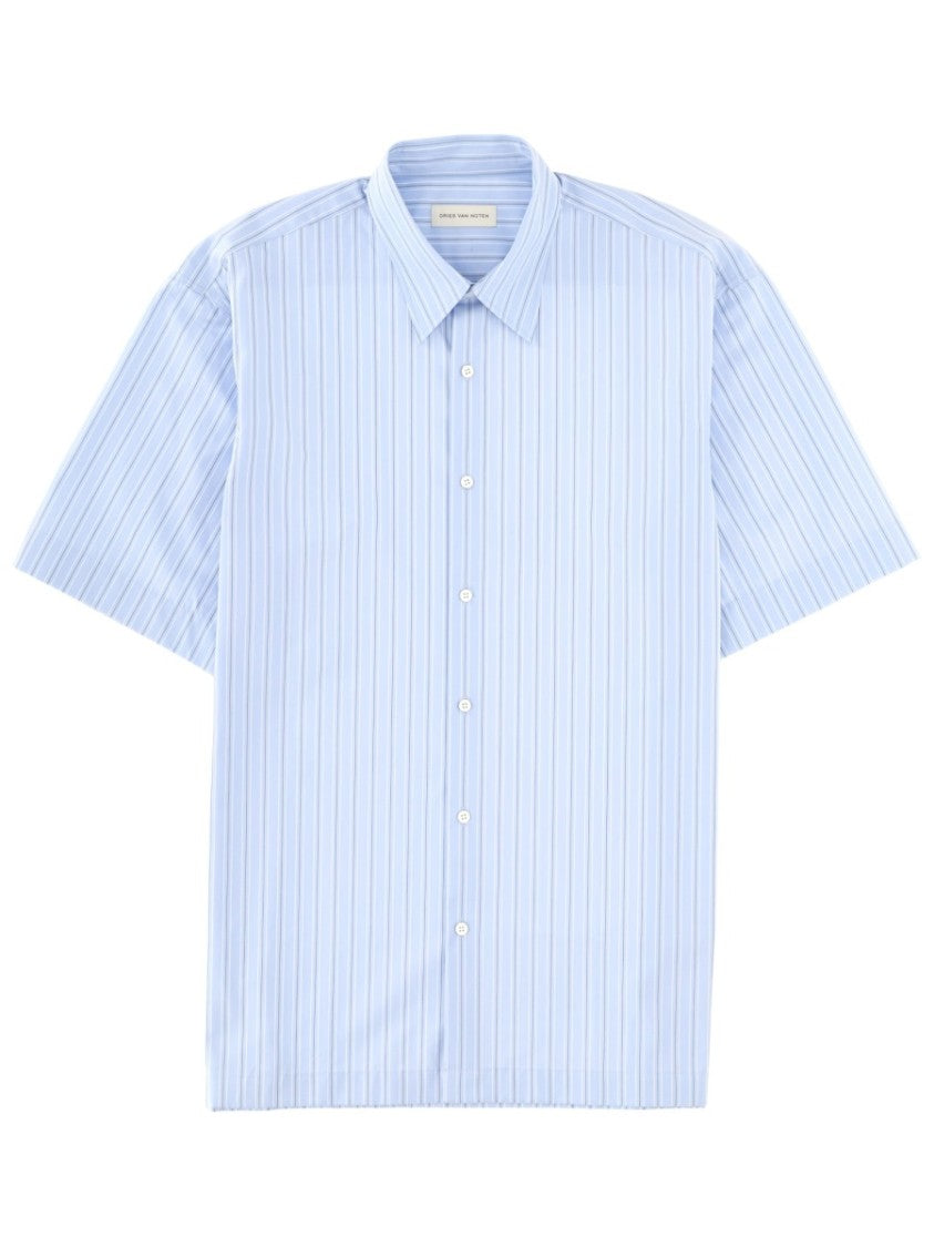 Dries Van Noten Neutral Cassidye Relaxed Pinstripe Cotton Shirt