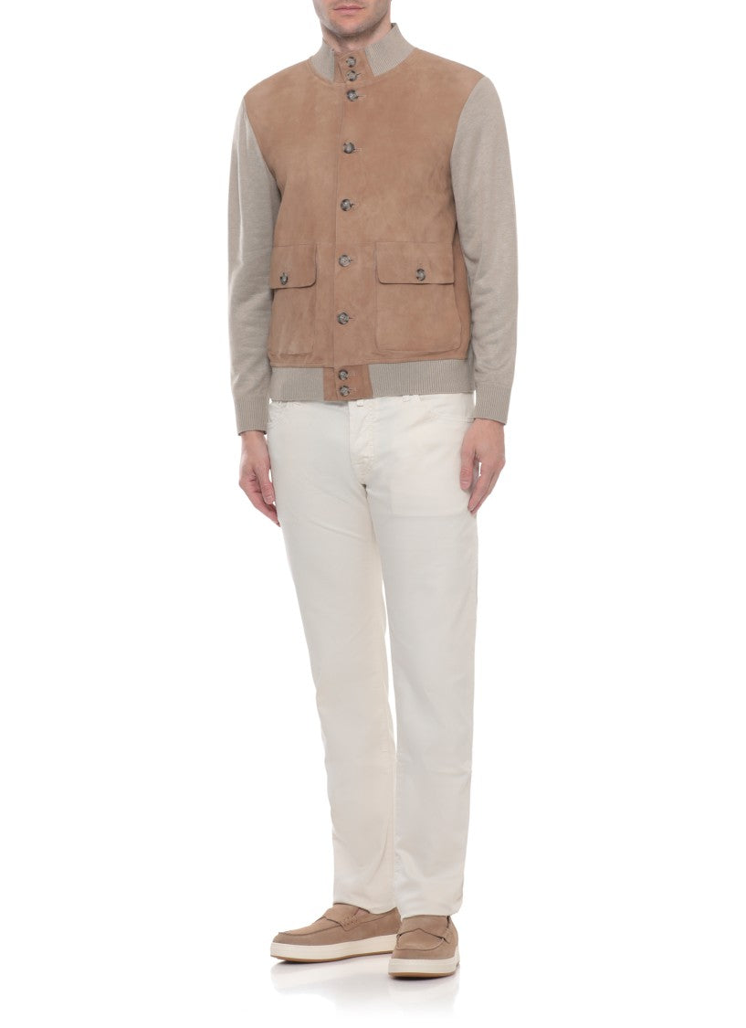 The Jack Leathers Beige Riverside Suede Leather Jacket