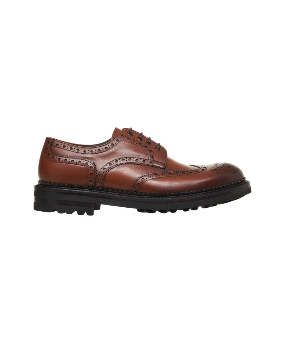 Green George Brown Brogue Lace-Up Shoes With Robust Sole