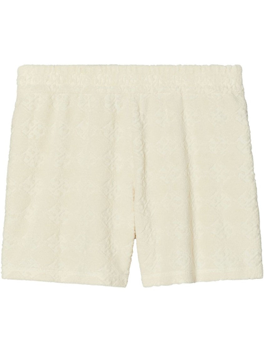 Tory Burch White Jacquard Logo Shorts