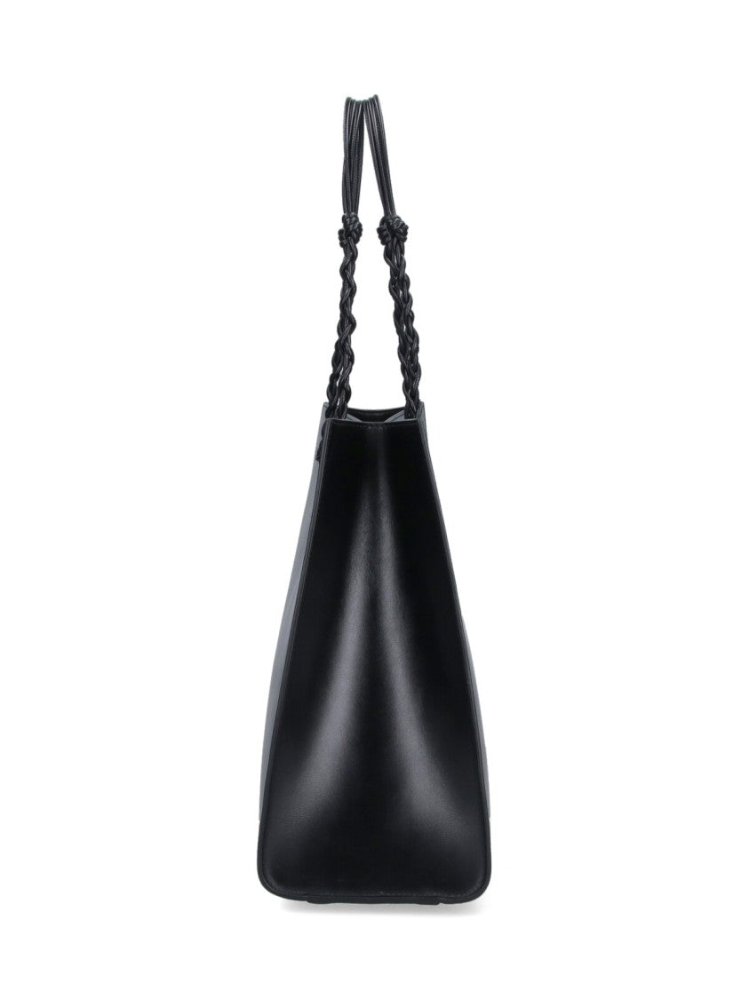 Jil Sander Black Tangle Leather Tote Bag