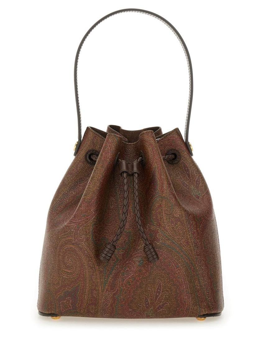 Etro Small Bucket Bag With Intricate Paisley Design And Drawstring Closure