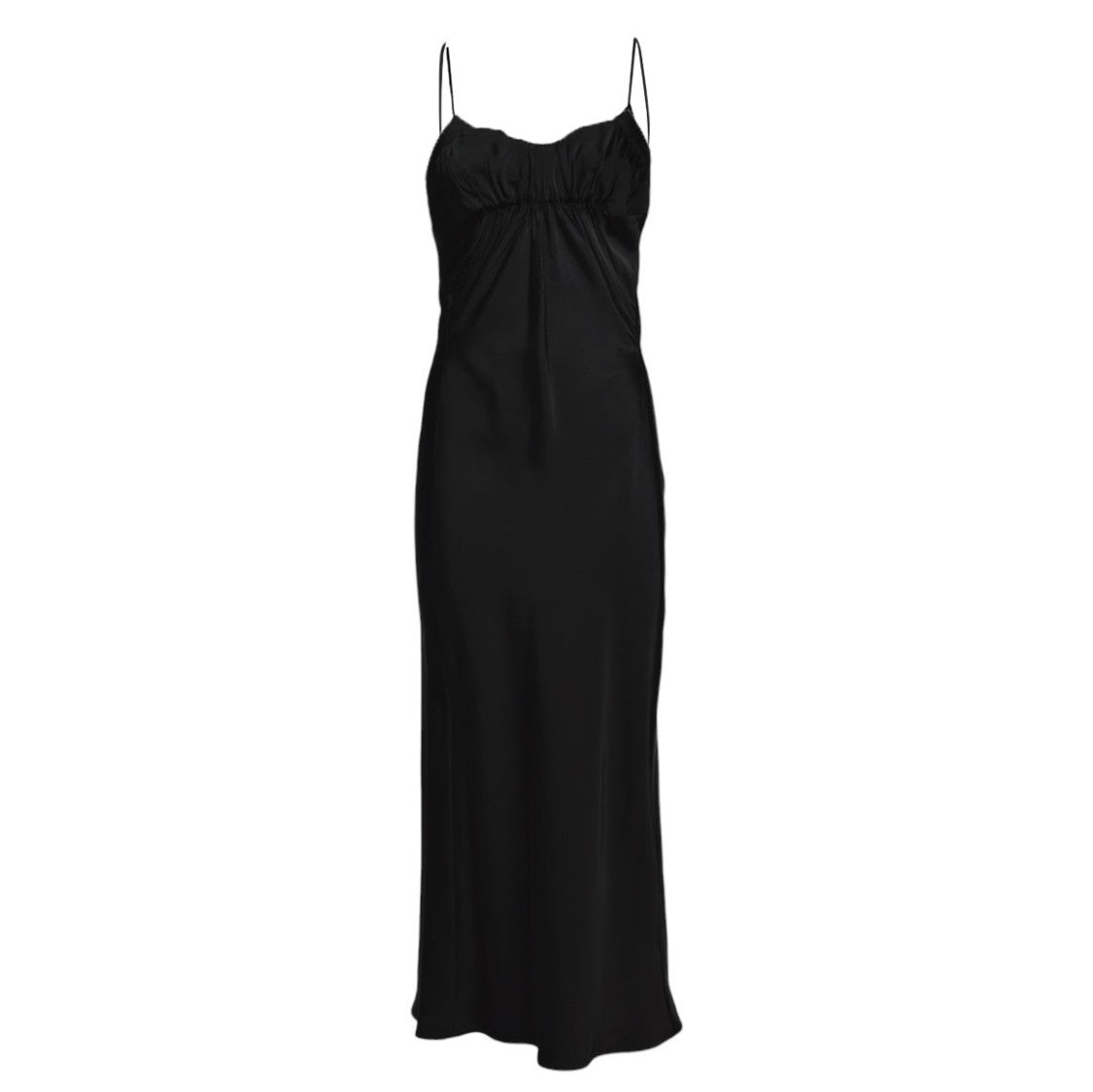 Jil Sander Black Viscose Satin Midi Slip Dress
