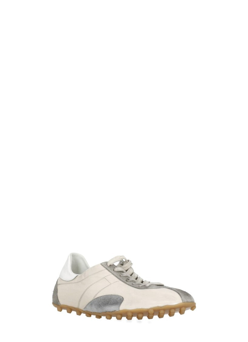 Maison Margiela Ivory Leather Suede-Blend Sneakers