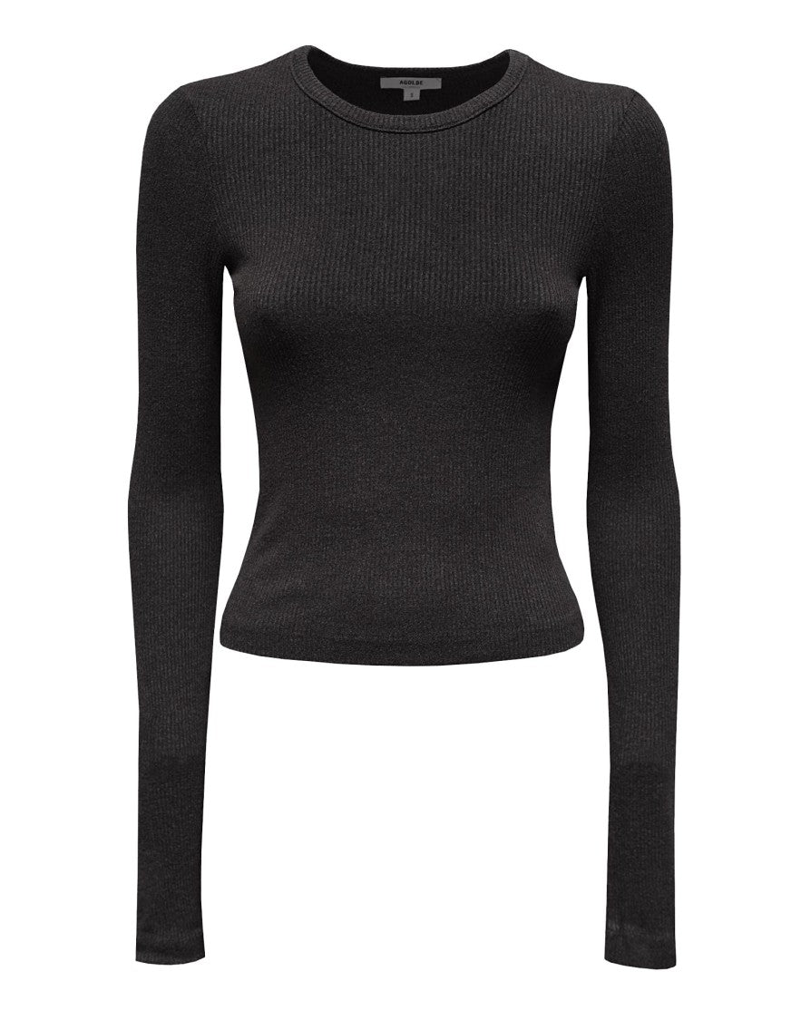 Agolde Black Crew Neck Long Sleeve T-Shirt