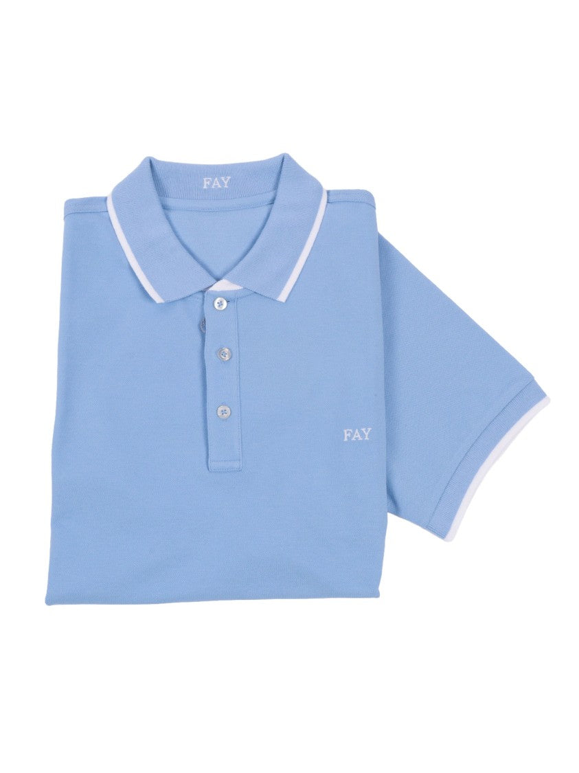 Fay Piquet Double Collar Striped Polo Shirt