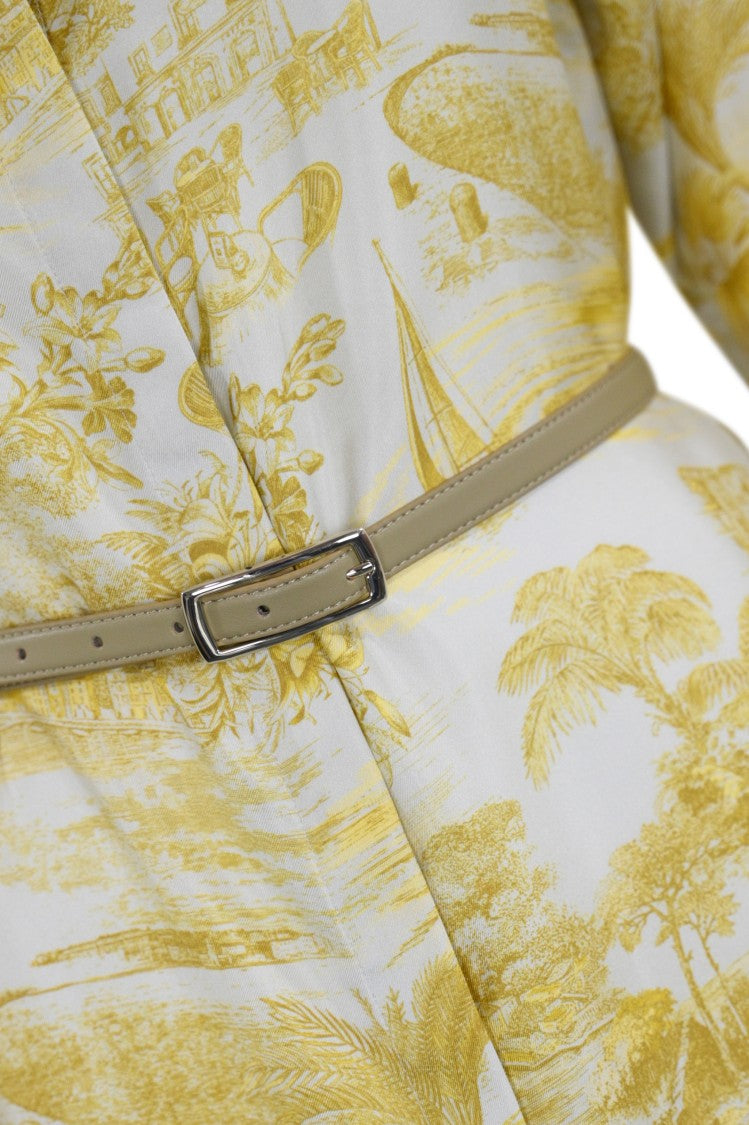 Max Mara Classic Shirt Dress With Yellow Toile Print