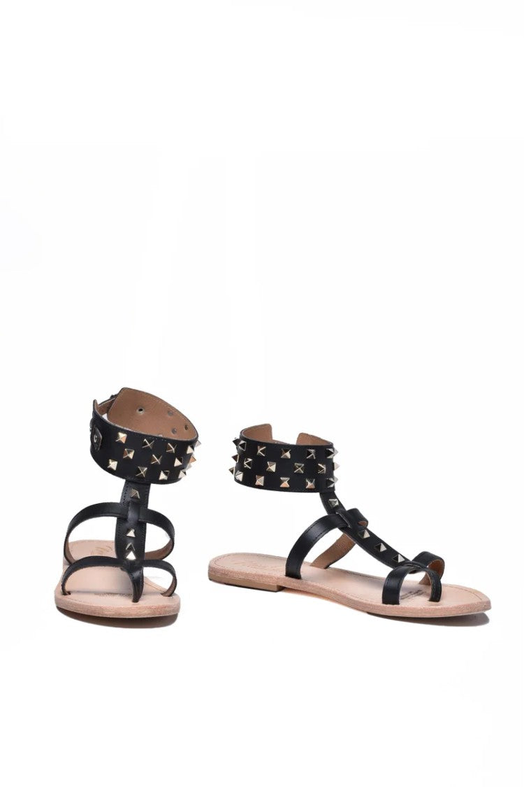 Mim Mar Black Leather Flip-Flop Sandal