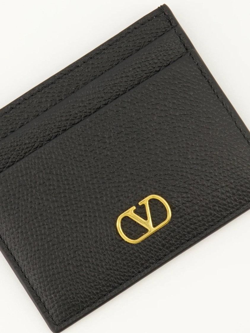 Valentino Black Vlogo Signature Textured Leather Case
