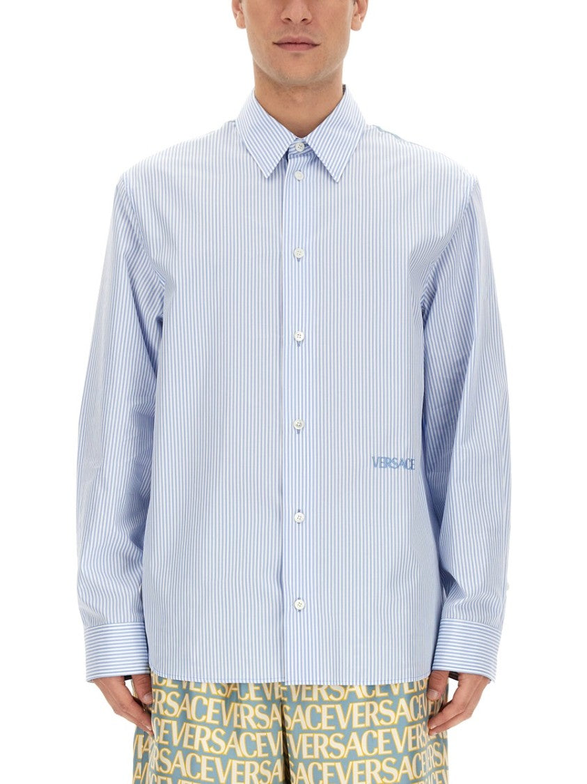 Versace Seashell Baroque Striped Shirt