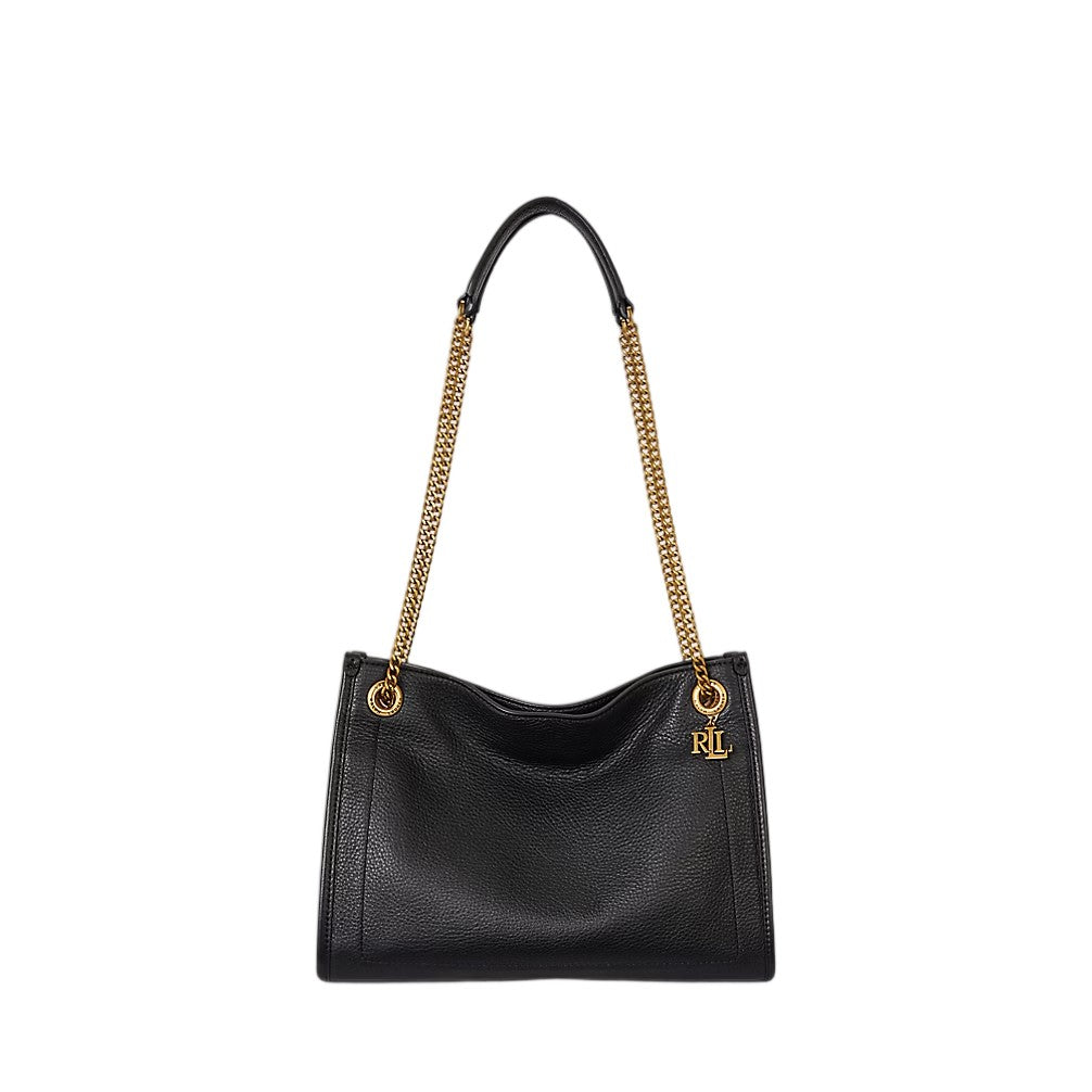 Lauren Ralph Lauren Refined Black Pebble Leather Tote