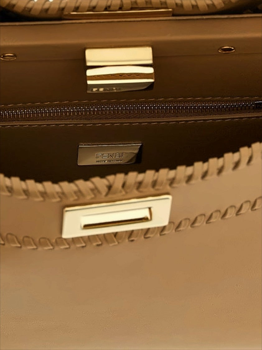 Fendi Structured Brown Leather Shoulder Bag