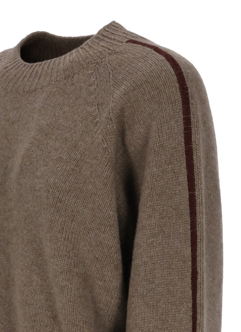 Oliver Lattughi Brown Cashmere Crew Neck Sweater