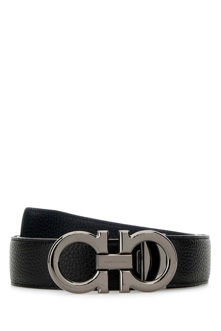 Salvatore Ferragamo Black Leather Reversibile Belt