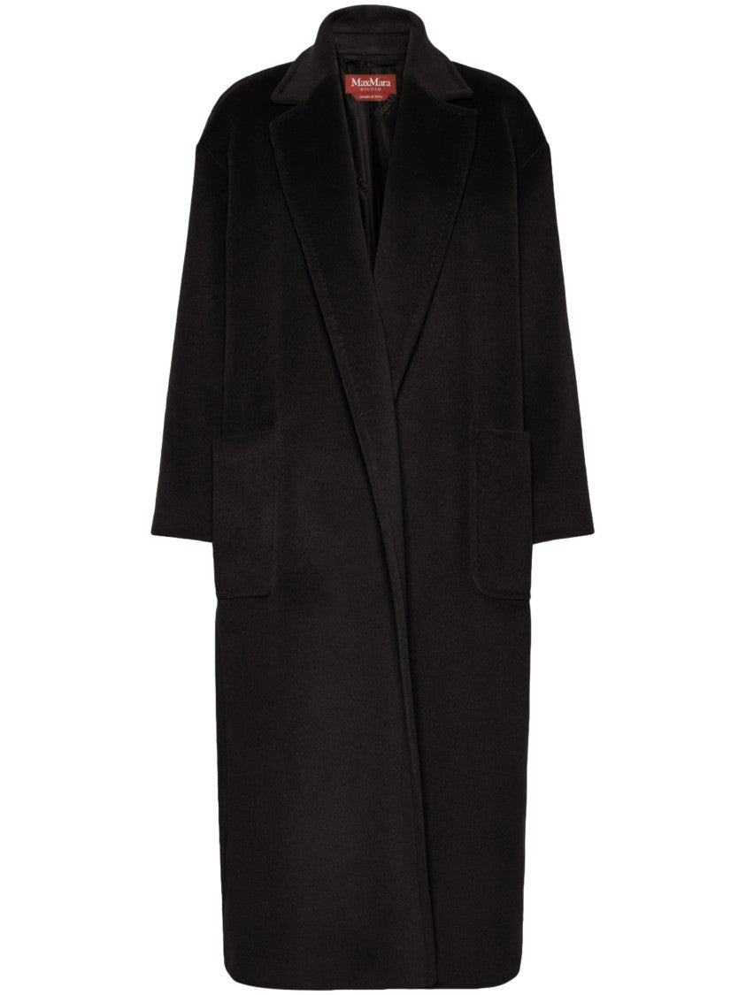 Max Mara Black Dropped Shoulders Long Coat