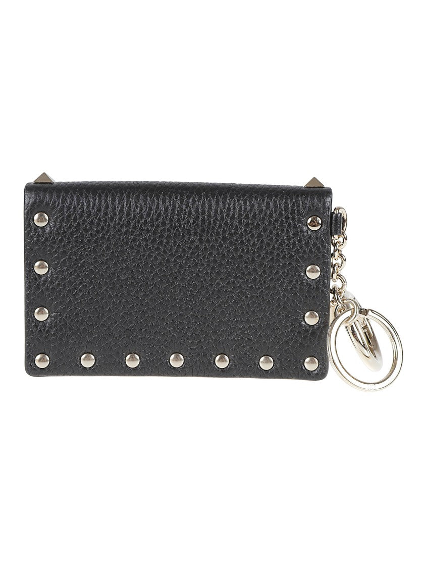 Valentino Garavani Rectangular Black Calf Leather Accessory With Pyramid Studs