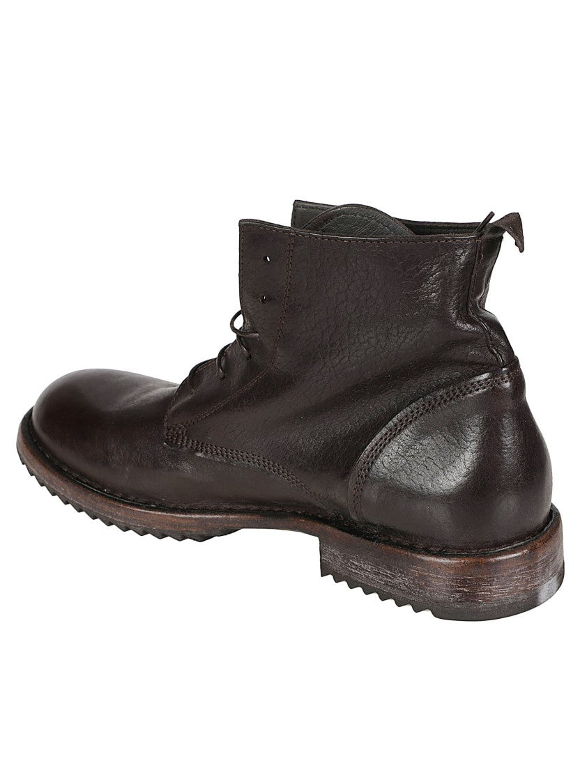 Moma Lace-Up Calf Leather Ankle Boots With Ridged Sole