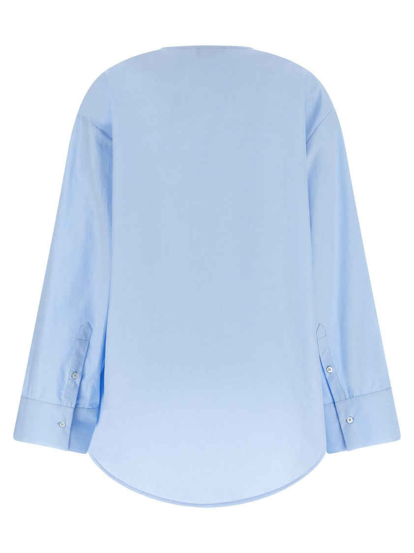 Fabiana Filippi Trompe L'oeil Cotton Poplin Shirt With V-Neck