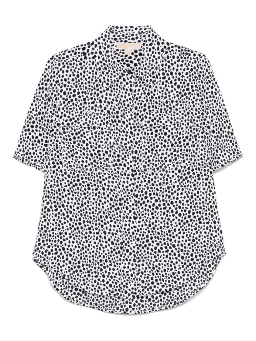 Michael Kors Polka Dot Long Sleeve Camp Shirt