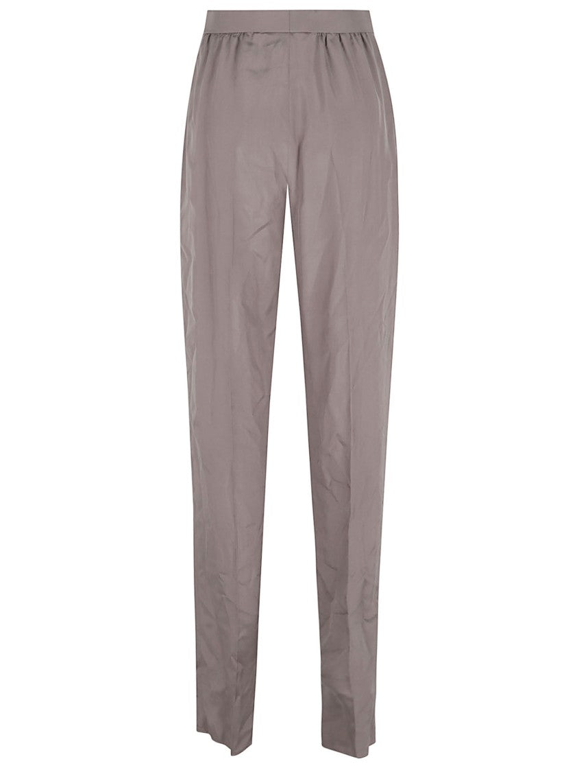 Saint Laurent High-Waisted Silk Trousers With Tapered Leg And Pleated Detail