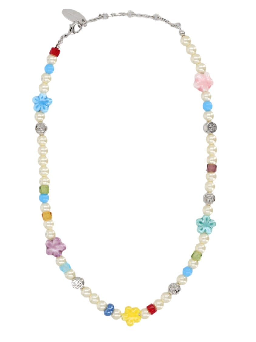 Off-White Silver Colorful Bead Brass Necklace