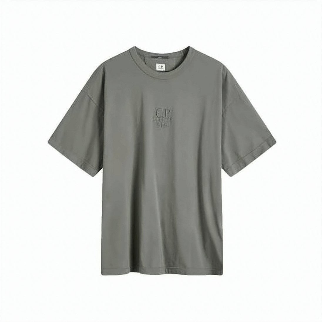 C.P. Company Minimalist Grey Short-Sleeved T-Shirt With Tonal Embroidery