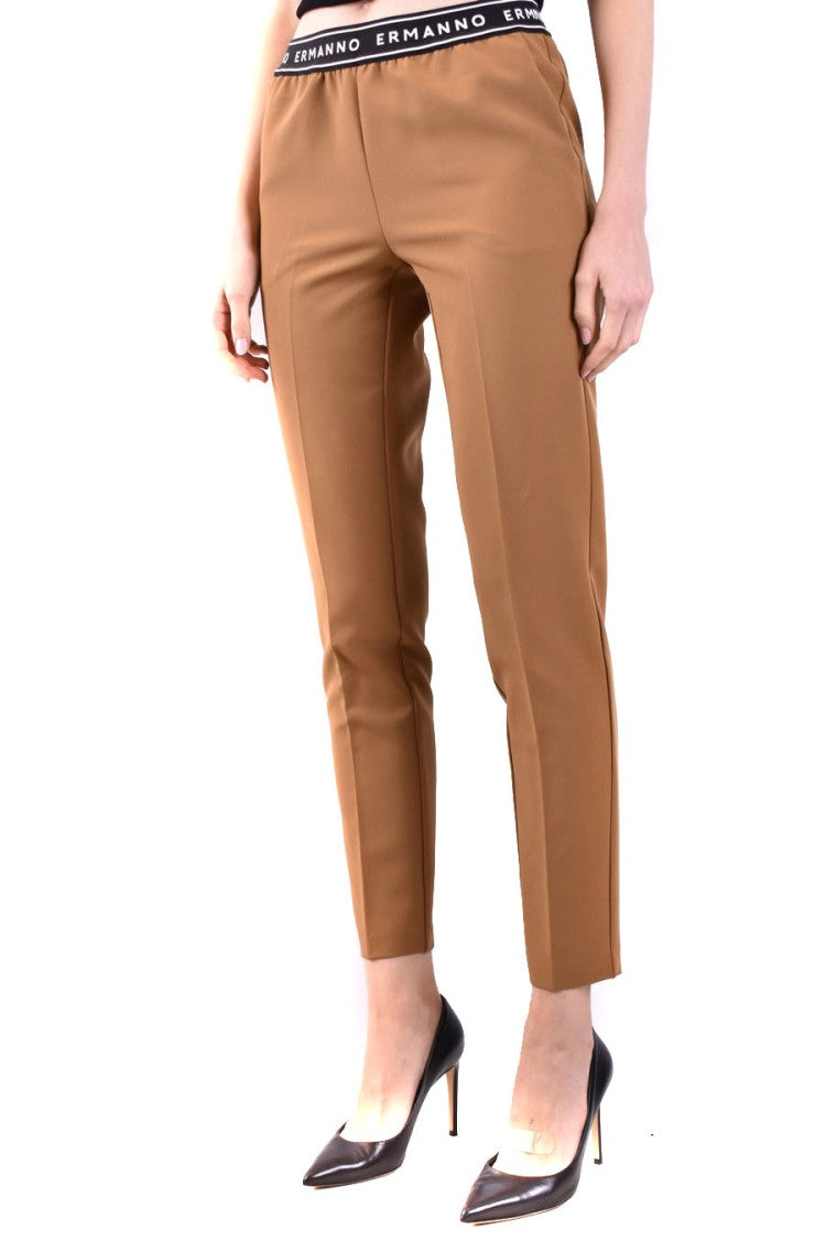 Ermanno Scervino Tapered Green Trousers Logo Waistband Fit