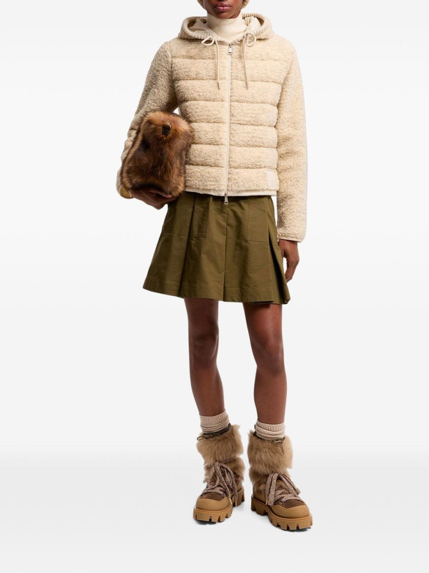 Moncler Cropped Sweater With Textured Fabric And Quilted Panels