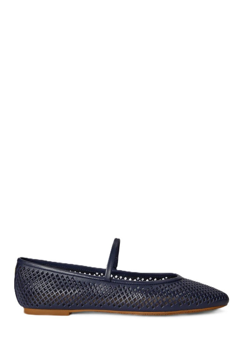 Lauren Ralph Lauren Navy Blue Perforated Ballerina Flats