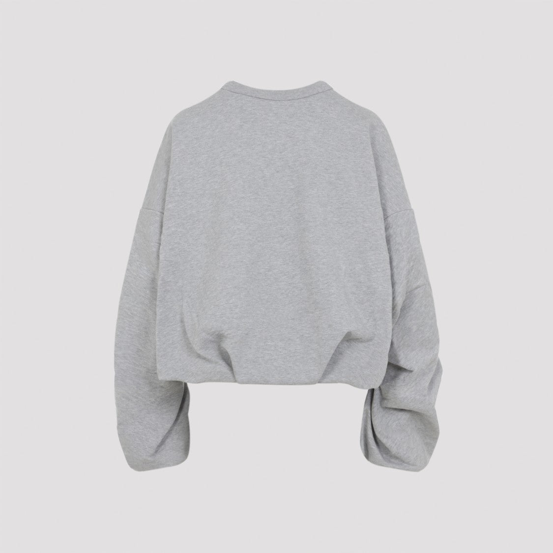 Dries Van Noten Grey Cotton Sweatshirt With Ruched Sleeves And Cropped Hem