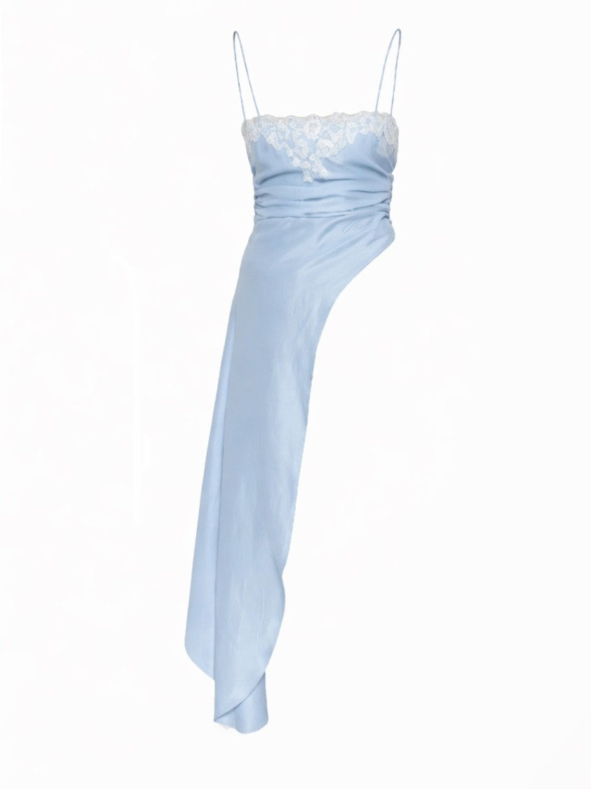 Moschino Asymmetrical Lace Trimmed Draped Blouse