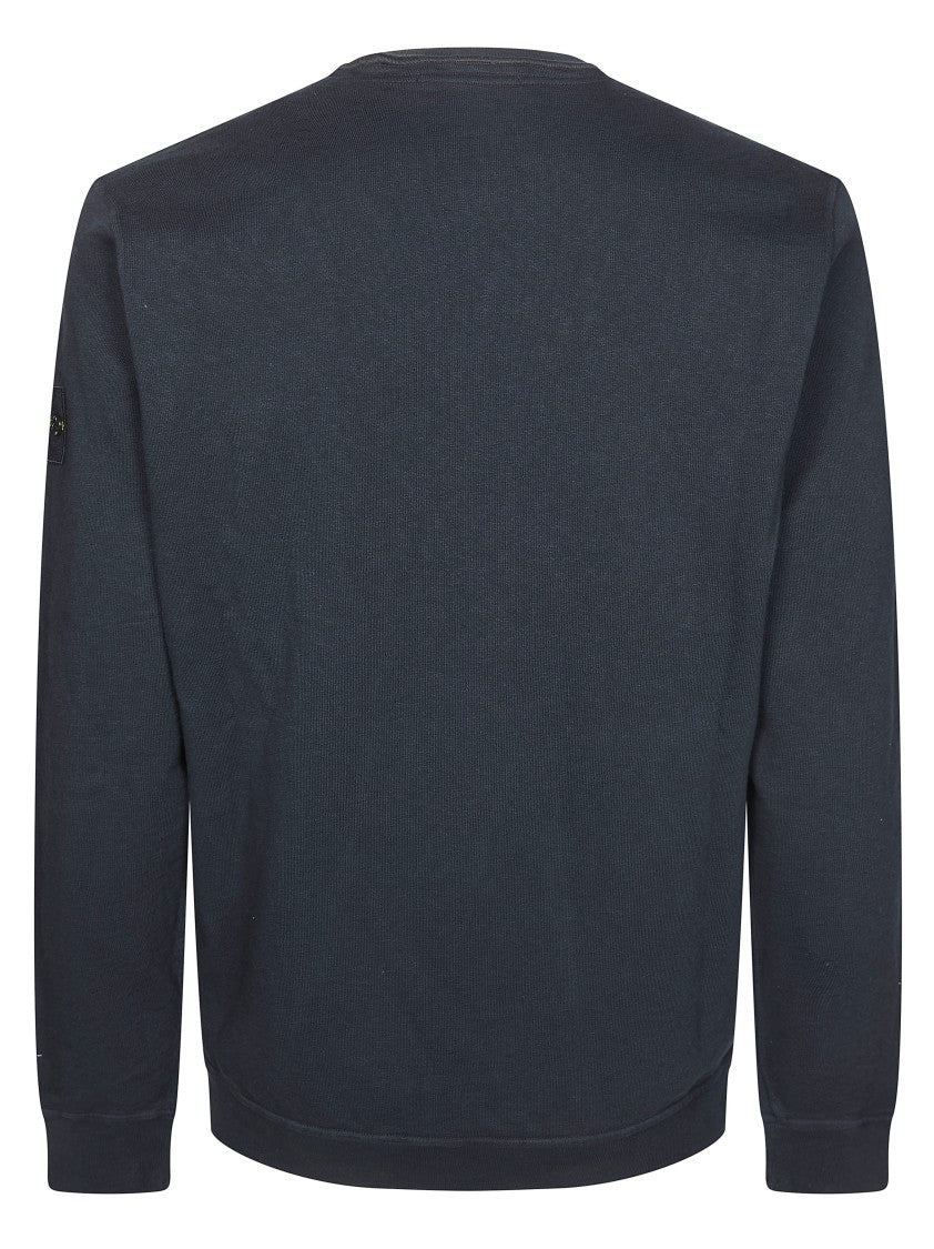 Stone Island Blue Elongated Sleeves Crewneck Sweatshirt