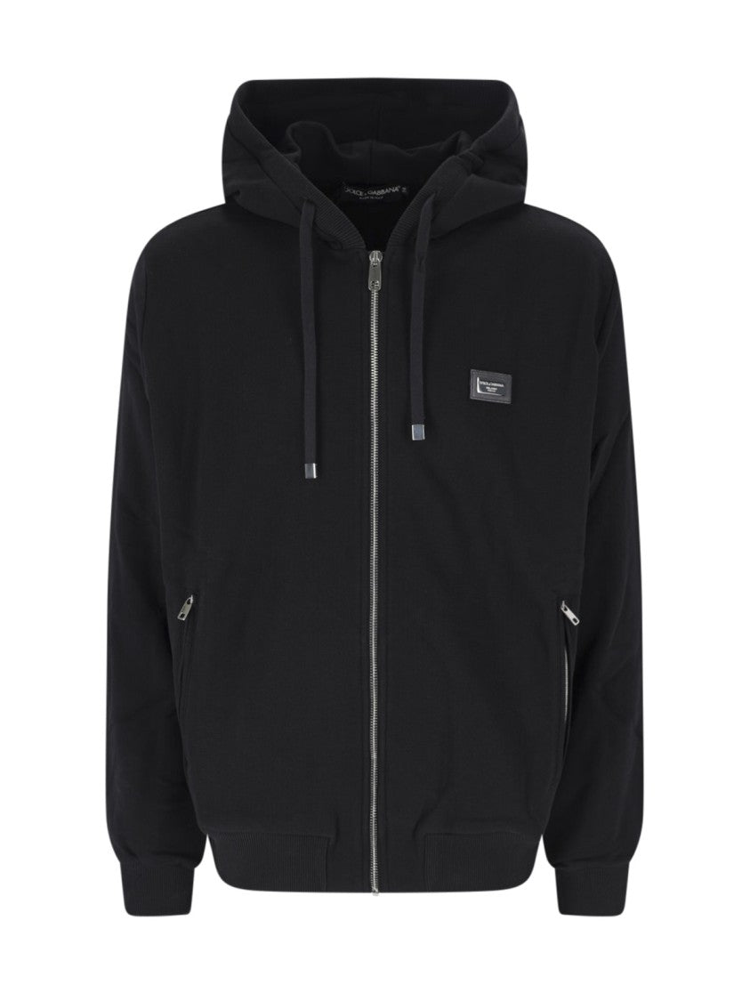 Dolce & Gabbana Logo Zip Hoodie – Black