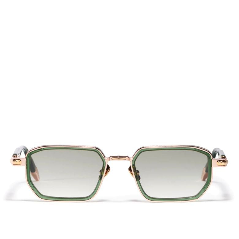 John Dalia Geometric Frame Sunglasses In Green And Gold Tones