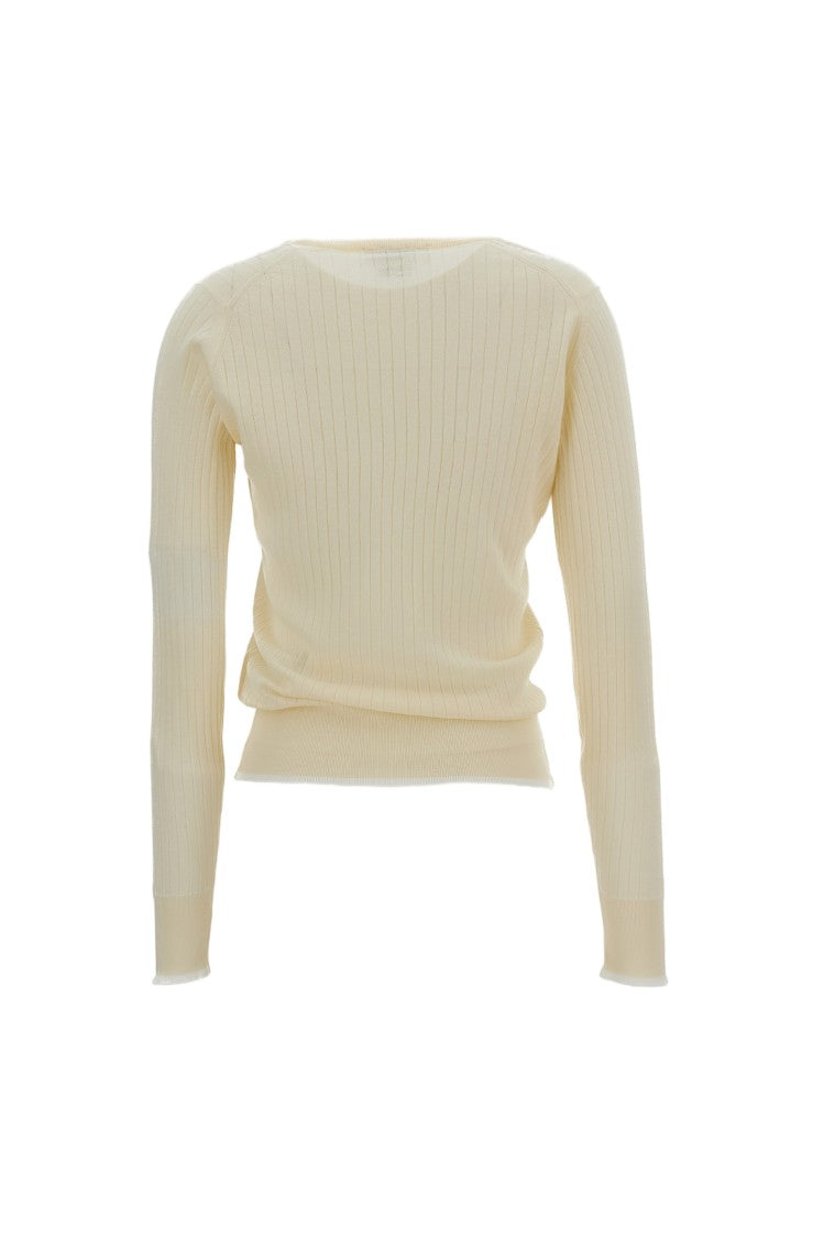 Wales Bonner Ribbed Knit Crewneck Sweater With Button Fastening