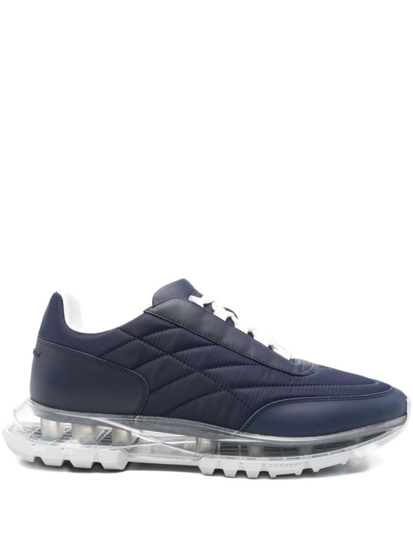 Givenchy Blue Quilted Pattern Lace Up Sneakers