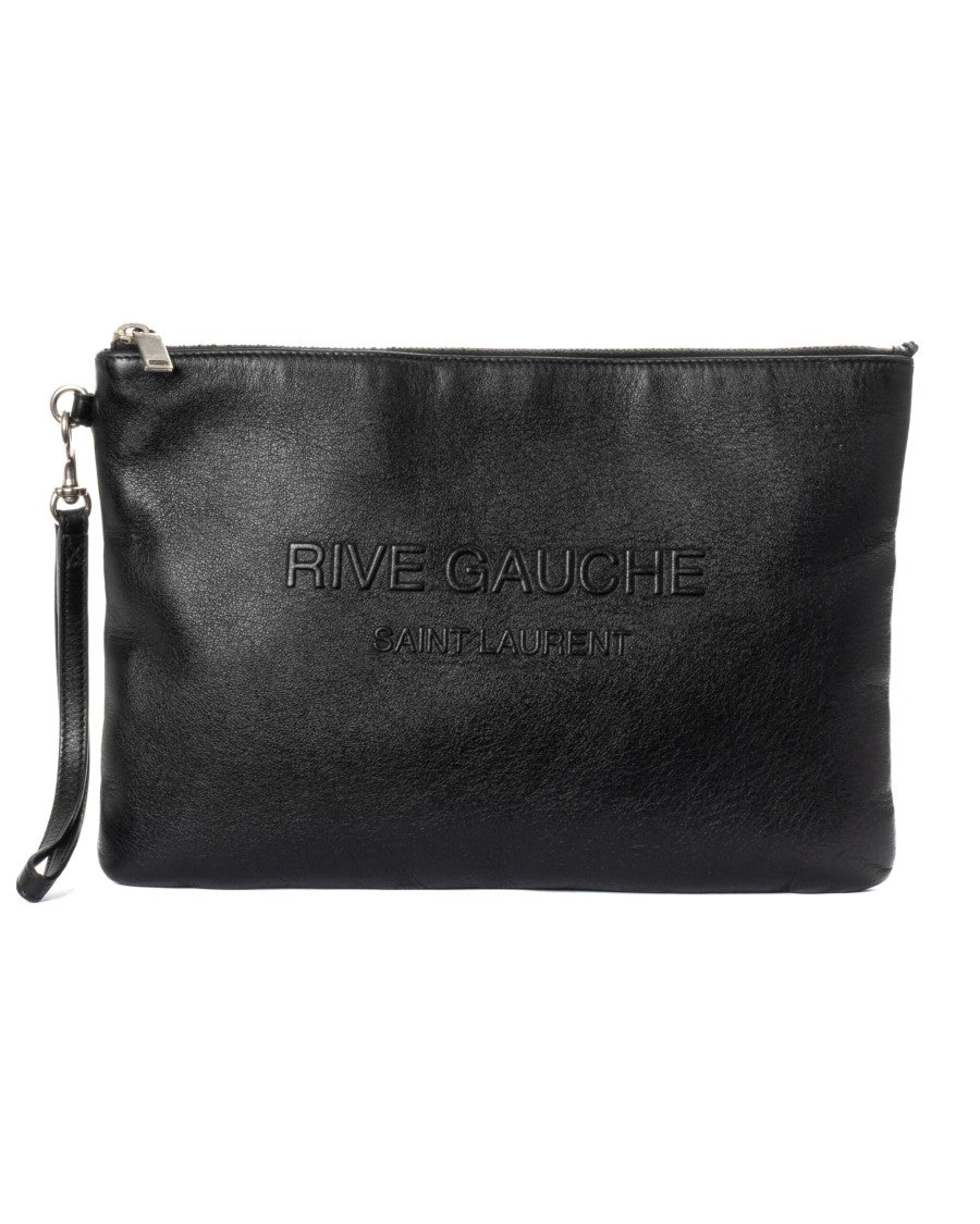 Saint Laurent Medium Rectangular Clutch Bag In Smooth Black Leather