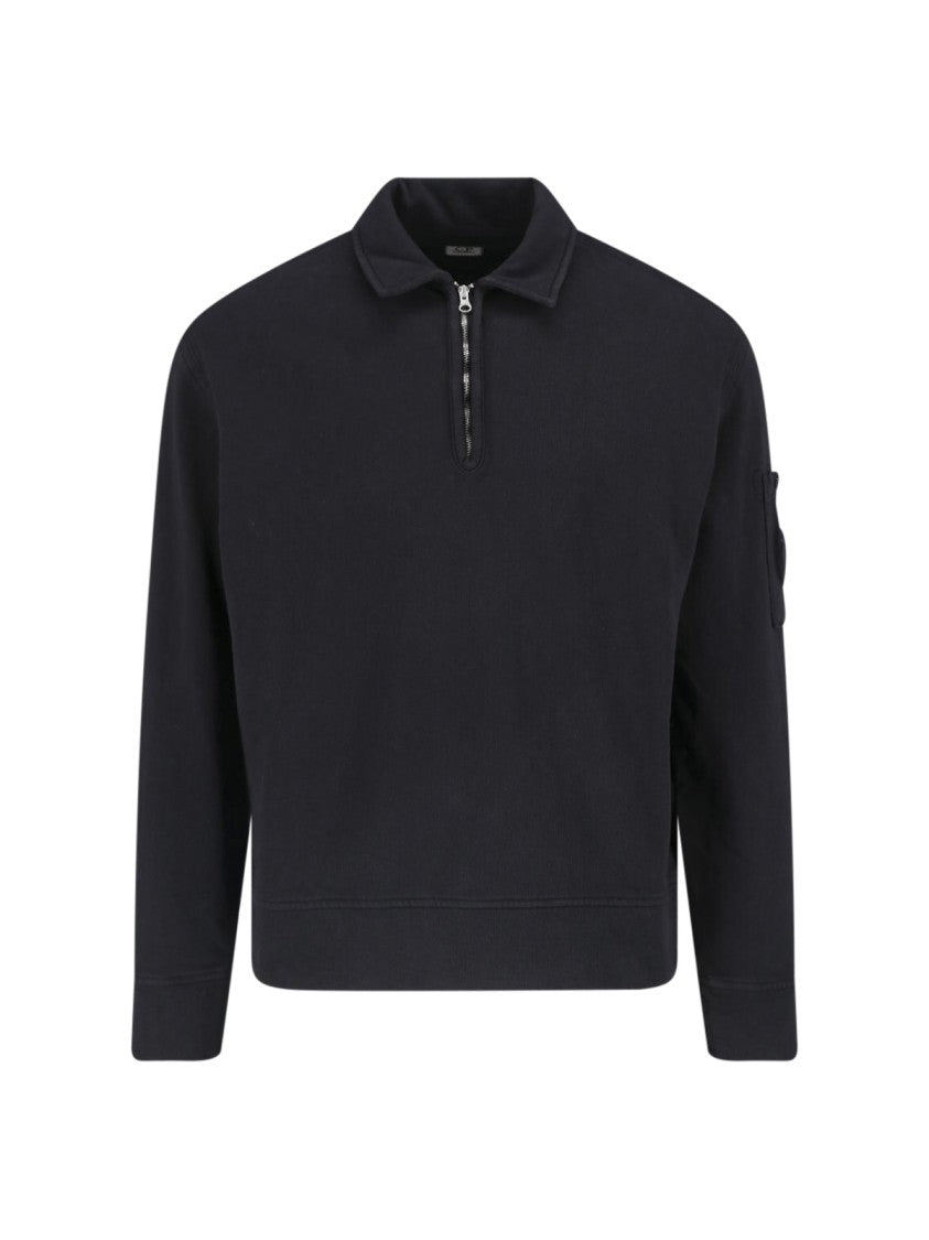 C.P. Company Black Half-Zip Lens Detail Cotton Sweatshirt