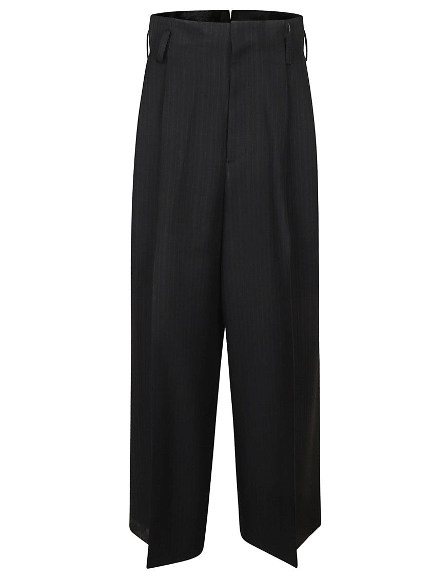 Yohji Yamamoto Wide-Leg Pinstriped Trousers With Double Front Pleats