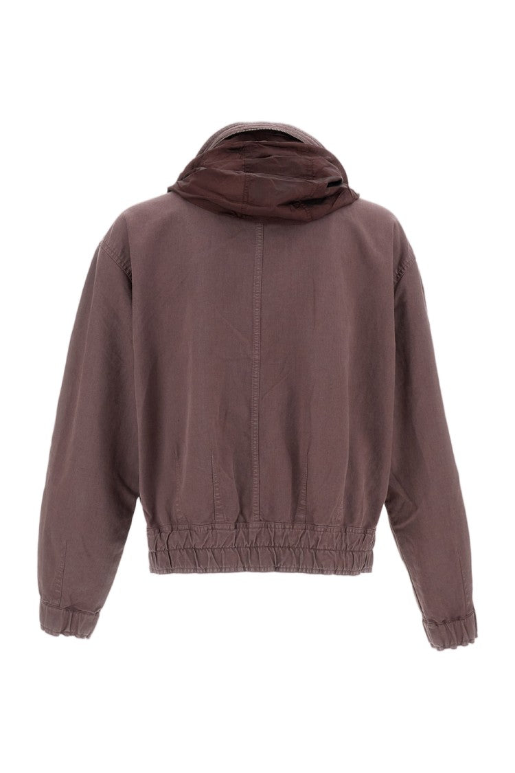 Our Legacy Bomber-Inspired Jacket In Dark Burgundy With Concealed Hood
