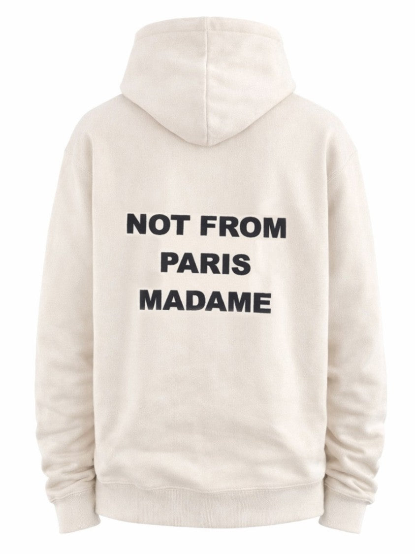 Drôle De Monsieur Light Beige Slogan Graphic Cotton Hoodie