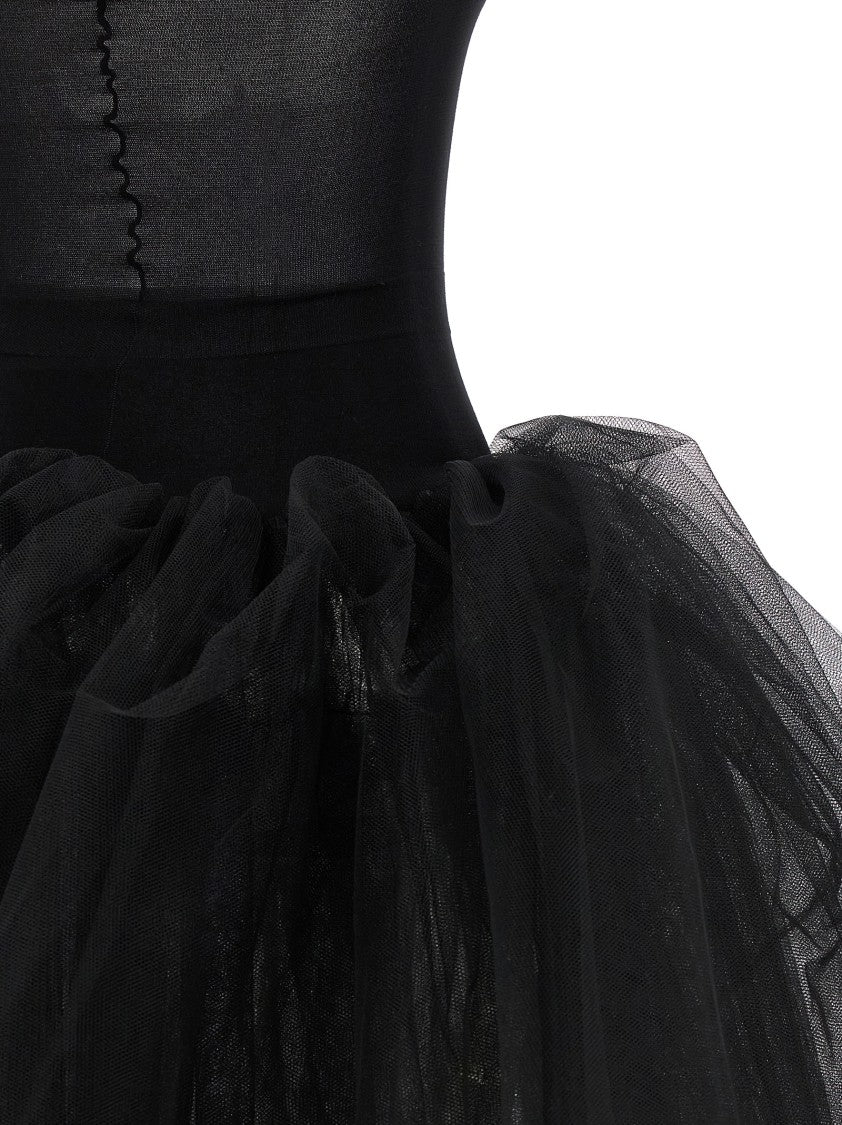 Junya Watanabe Structured Tulle Midi Dress With Off-The-Shoulder Design