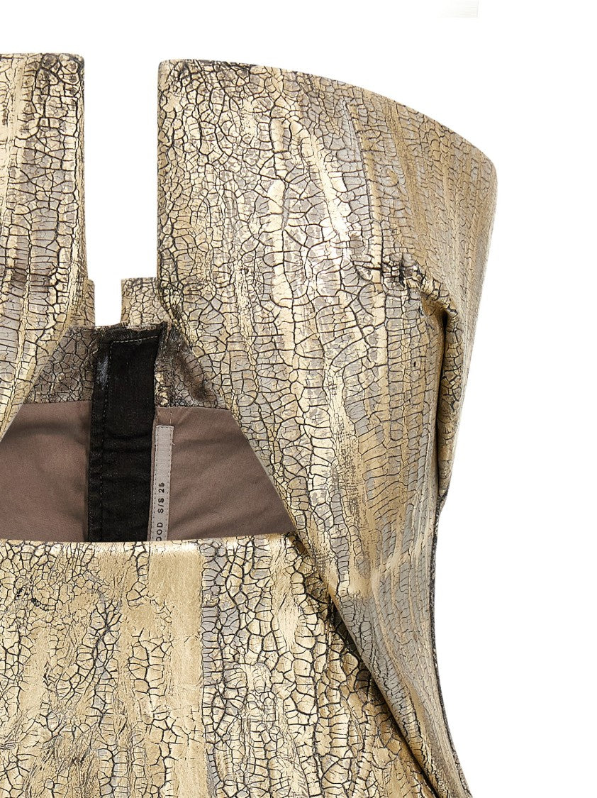 Rick Owens Coated Denim Top With Front Cut-Out Neckline