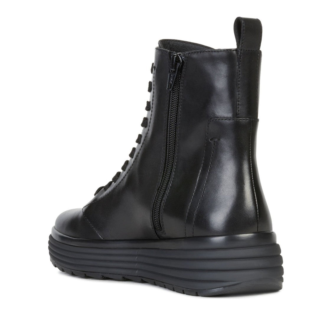 Geox Phaolae Black Wool-Lined Leather Ankle Boots