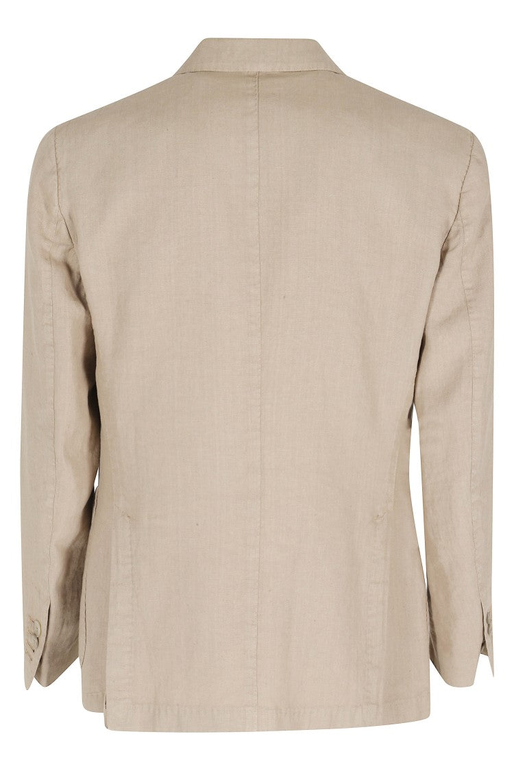 Santaniello Rope Ruched Linen Single-Breasted Blazer