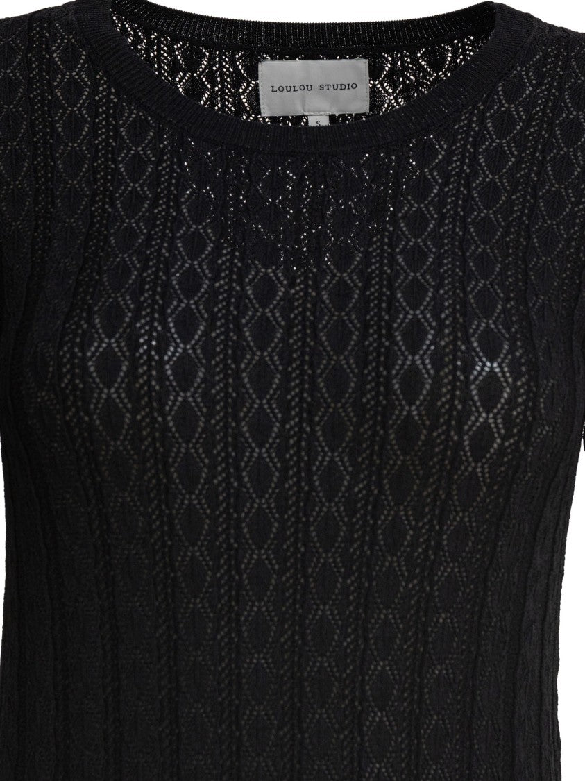 Loulou Studio Fitted Midi Dress With Lace-Like Pattern