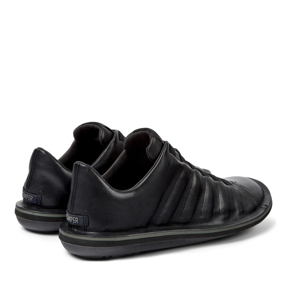 Camper Black Beetle Ribbed Design Leather Sneakers