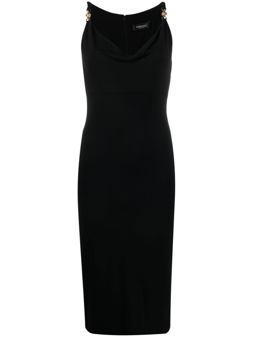 Versace Medusa Cowl-Neck Midi Dress